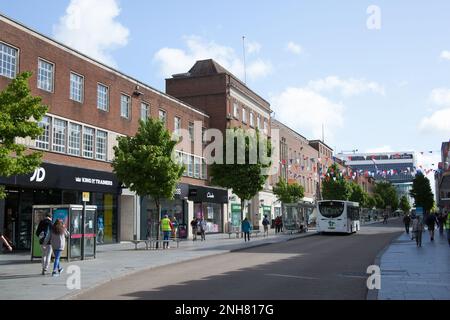 People on the High Street in Exeter, Devon in the UK Stock Photo
