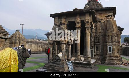INDIA, HIMACHAL PRADESH, KANGRA, December 2022, Devotee at Baijnath Shiva Temple Built in 13th Century by Local Merchants Ahuka and Manyuka, Baijnath Stock Photo