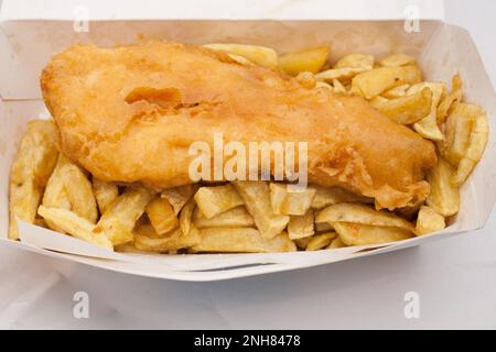 Fish and Chips from an English Fish and Chip Shop Stock Photo