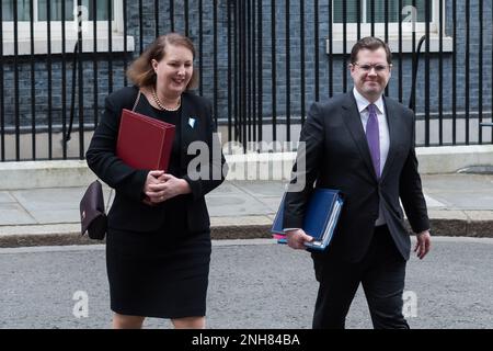 London, UK. 21st February, 2023. Attorney General Victoria Prentis (L) and Minister of State (Minister for Immigration) in the Home Office Robert Jenrick (R) leave 10 Downing Street after attending the weekly Cabinet meeting chaired by Prime Minister Rishi Sunak. Credit: Wiktor Szymanowicz/Alamy Live News Stock Photo