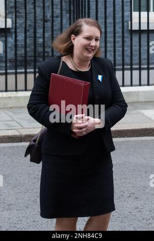 London, UK. 21st February, 2023. Attorney General Victoria Prentis leaves 10 Downing Street after attending the weekly Cabinet meeting chaired by Prime Minister Rishi Sunak. Credit: Wiktor Szymanowicz/Alamy Live News Stock Photo