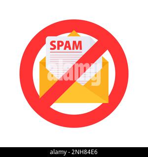 Email spamming attack. Email box hacking, spam warning. Vector stock illustration. Stock Vector