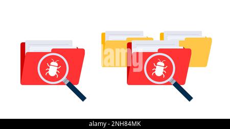 Search for viruses in file folder. Antivirus software searching spam and viruses Stock Vector