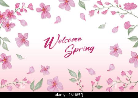 Spring background with beautiful colorful flower. Vector illustration template,modern watercolor vector illustration Stock Vector
