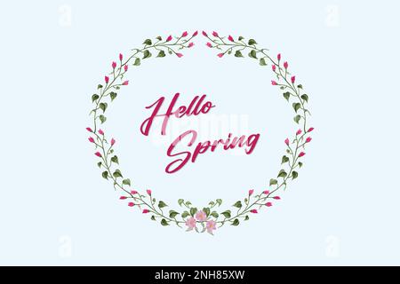 Hello Spring! Floral wreath.modern watercolor vector illustration Stock Vector