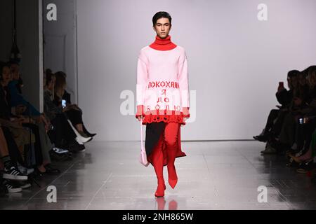 London, UK. 21 February 2023. Models wearing creations by Frolov on the catwalk, during the Ukranian Fashion Week Presents show, held at Old Selfridge’s Hotel during London Fashion Week. Picture date: Tuesday February 21, 2023. Photo credit should read: Matt Crossick/Empics/Alamy Live News Stock Photo