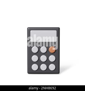 Calculator in 3D style. Math device front view. Financial analytics, budget calculation. Vector icon Stock Vector