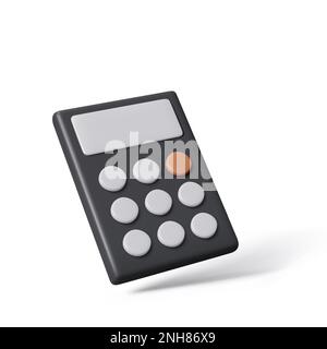 Calculator. 3D math calculator in realistic cartoon style. Vector illustration isolated on white Stock Vector
