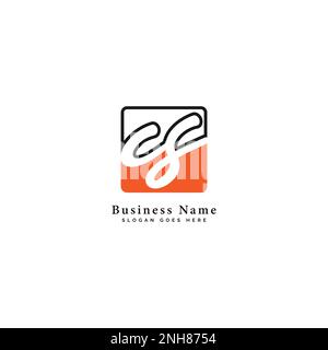 C, S, CS Initial letter handwritten and signature vector image template in square shape logo Stock Vector