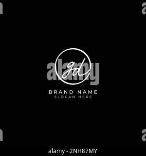 G, D, GD Initial letter handwritten and signature vector logo. Business template in round shape line art Stock Vector