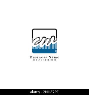 C, W, CW Initial letter handwritten and signature vector image template in square shape logo Stock Vector