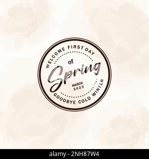 Spring Typography Background in Vintage Style,modern watercolor vector illustration Stock Vector