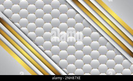 white and golden color  hexagon background and wallpaper design Stock Vector