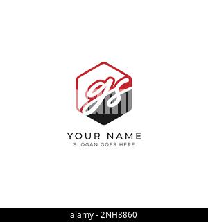 G, S, GS Initial letter handwritten and signature vector image template in hexagon shape logo Stock Vector