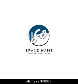 S, O, SO Initial letter handwritten and signature vector image template in round shape logo Stock Vector