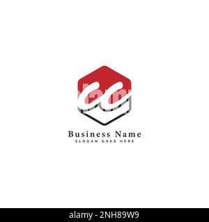 C, CC Initial letter handwritten and signature vector image template in hexagon shape logo Stock Vector