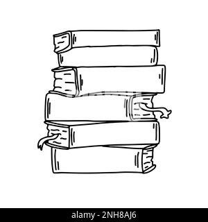 Line art of stack books Royalty Free Vector Image
