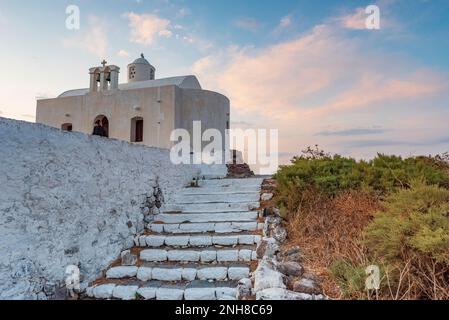 Sunset seen from the Venetian castle of Plaka, Milos Stock Photo