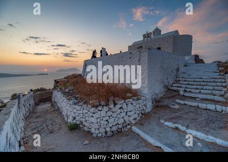 Sunset seen from the Venetian castle of Plaka, Milos Stock Photo