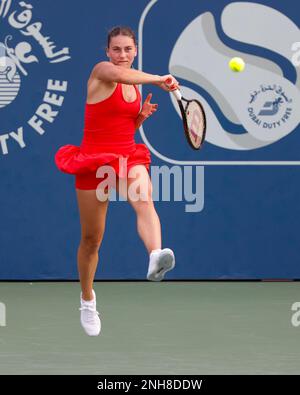 Dubai, UAE, 21st. Feb, 2023. Bulgarian tennis player Viktoriya Tomova in  action at the Dubai Duty Free Tennis Championships tournament at Dubai Duty  Free Tennis Stadium on Tuesday 21 February 2023., ©