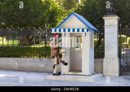 Athens, Greece - September 25, 2021: Guards at the presidential palace in Athens in Greece Stock Photo