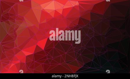 Red and lack background. Abstract monochrome business triangle texture. Low poly geometric, dark, masculine pattern illustration. Stock Vector