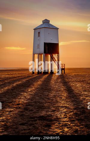 Burnham on Sea lighthouse at Sunset, Somerset Stock Photo