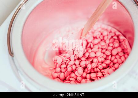 Sugaring Equipment for the production of sugaring paste. Help melt wax faster than sugaring. View from above Stock Photo