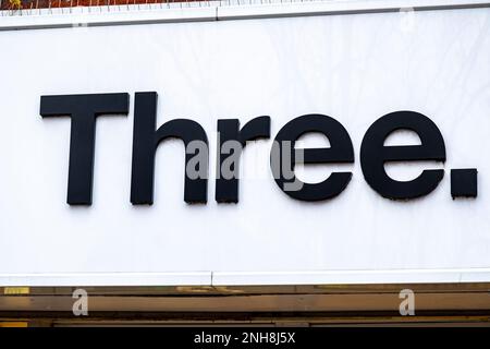 Three mobile phone network sign UK Stock Photo