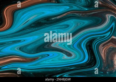 Abstract fluid art background dark colorful. Liquid marble. Acrylic painting on canvas with gradient. Copy space for text, design art work. Painting h Stock Photo
