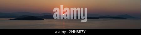 setting sun sea panorama near Bodrum, Turkey Stock Photo