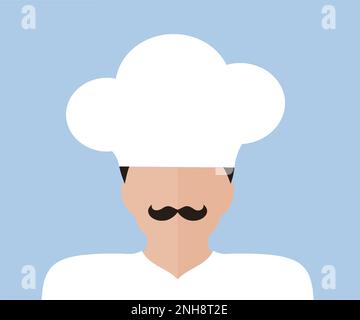 Male Chef om toque, cooking, culinary and people concept icon design. Professional chef man. Food, meal, restaurant and catering, food concept vector. Stock Vector