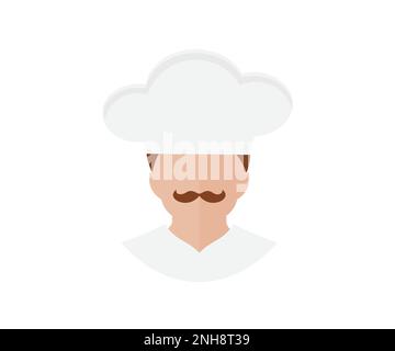 Male Chef in toque, cooking, culinary and people concept icon design. Professional chef man. Chef, Catering service, kitchen, restaurant. Stock Vector