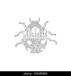 Single continuous line drawing of a beautiful ladybug. Continuous line draw graphic design vector illustration style of cute little animal beetle Stock Vector