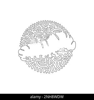 Single one curly line drawing of babies larvae caterpillar. Continuous line drawing graphic vector illustration of an herbivorous caterpillar Stock Vector