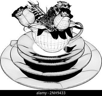 Vase With Roses Vector. Illustration Isolated On White Background. A Vector Illustration Of Rose Flowers In Vase. Stock Vector