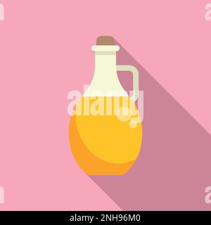 Vitamin D oil jug icon flat vector. Food nutrition. Rich cheese Stock Vector