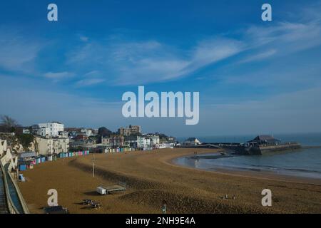 View overlooking Viking bay in Broadstairs, Kent in Winter Stock Photo