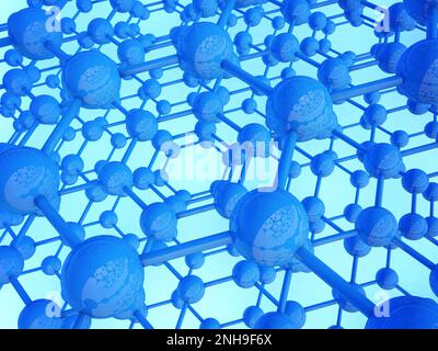 Graphene crystal lattice. 3D visualization Stock Photo
