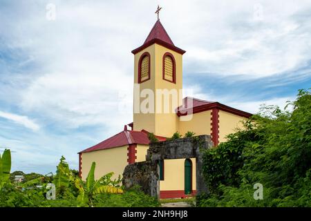 Catholic Church at Ambodifotatra, Nosy Boraha, Madagascar Stock Photo