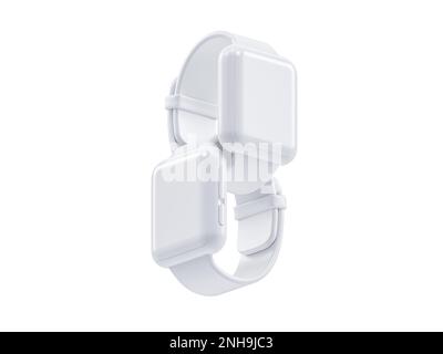 White Smart watch close-up on a white background. 3d render Stock Photo