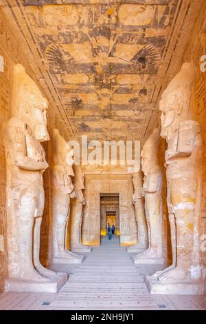 Abu Simbel, Egypt; February 15, 2023 - An interior view of the Great temple at Abu Simbel, Egypt. Stock Photo