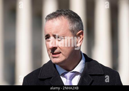 UNITED STATES - FEBRUARY 1: Rep. Brian Fitzpatrick, R-Pa., participates in  the news conference outside the Capitol on the reintroduction of the Bipartisan  Background Checks Act on Wednesday, February 1, 2023. (Bill