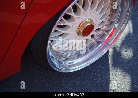 Custom chrome wheel on Japanese tuner sport car Stock Photo - Alamy