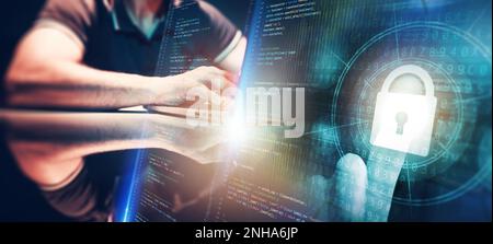 Modern Software Online Applications Developer Concept Background. Building Blockchain Secured Web Applications. Stock Photo