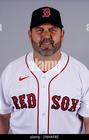 This is a 2023 photo of game planning coordinator/catching coach Jason  Varitek of the Red