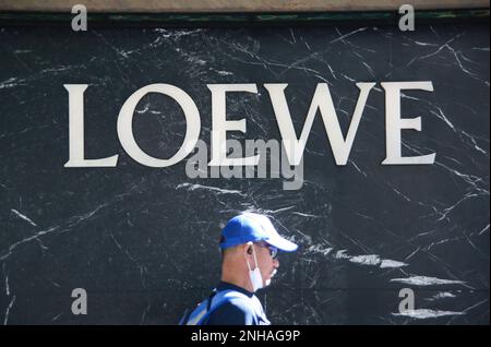 The logo of Loewe is seen at Omotesando in Shibuya Ward, Tokyo on