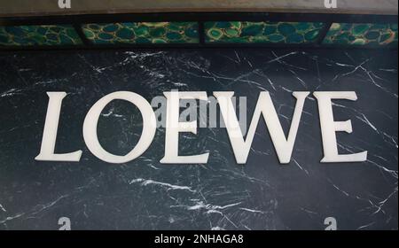 The logo of Loewe is seen at Omotesando in Shibuya Ward, Tokyo on