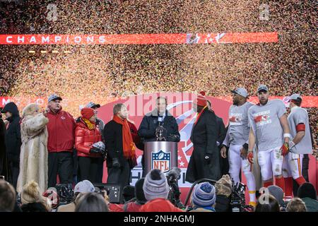 KANSAS CITY, MO - JANUARY 29: Cincinnati Bengals cornerback Cam Taylor-Britt  (29) reacts after a play against the Kansas City Chiefs on January 29th,  2023 at Arrowhead Stadium in Kansas City, Missouri. (