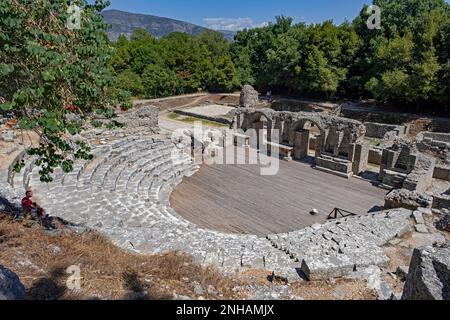 Roman theatre of Buthrotum in ancient Roman city in the Butrint National Park, south of Saranda / Sarandë, Vlorë County, southern Albania Stock Photo